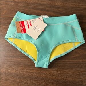 Level Six XS Neoprene High-Rise Swim Bikini Bottom boy shorts in seafoam surfer